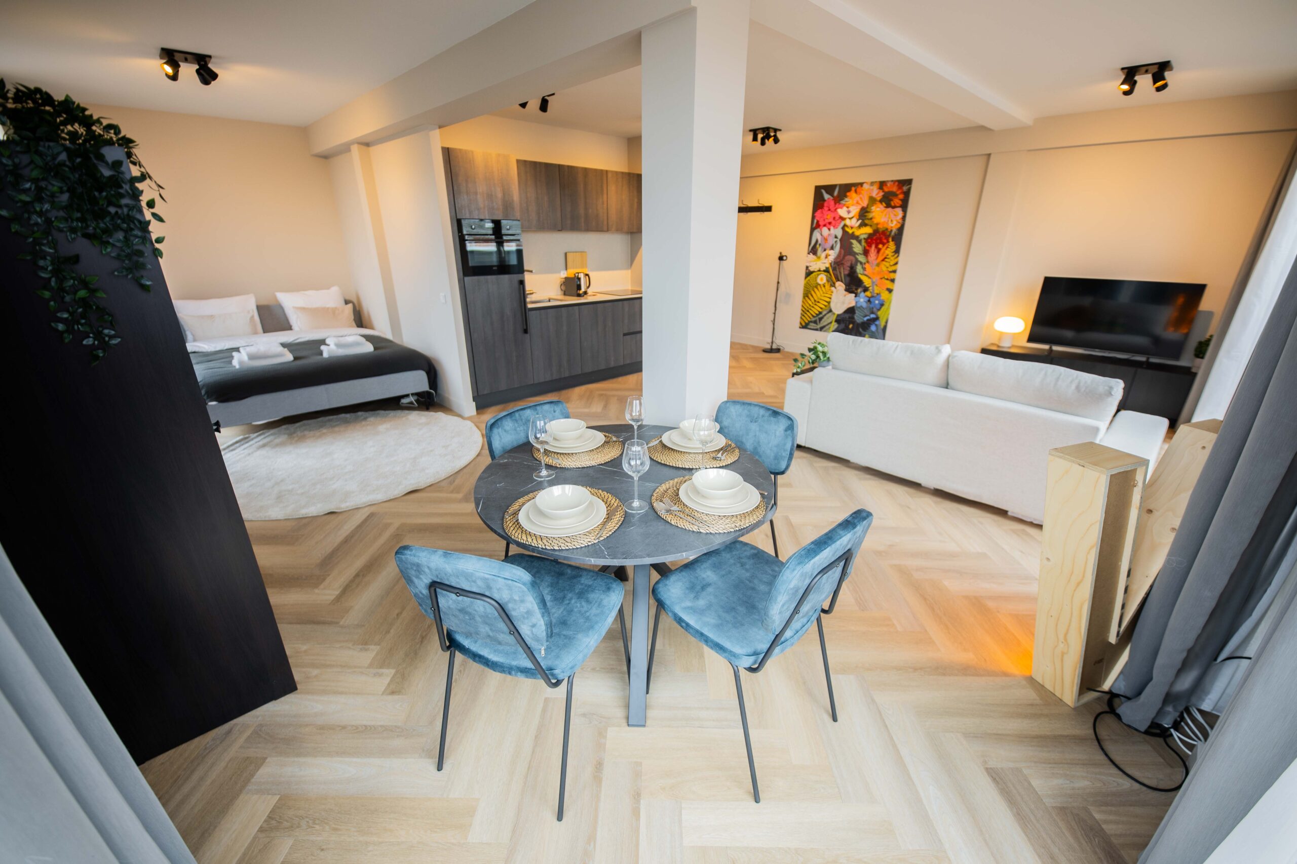 Living space in an Alphabet apartment